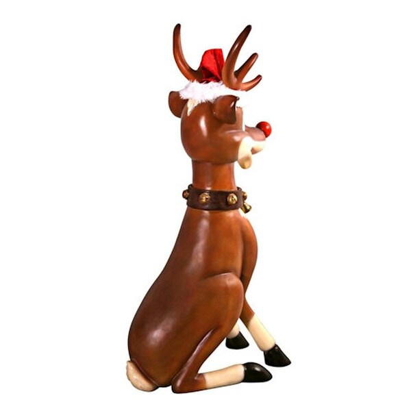 Huge Santas Red Nosed Christmas Reindeer Statue Sitting Fiberglass